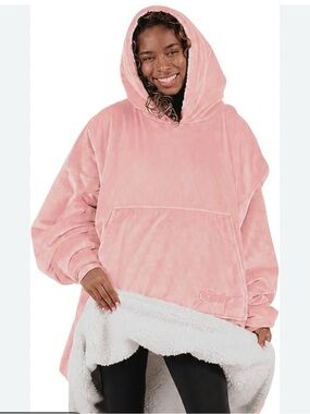 Plush Oversized Hooded Teddy Jacket - Soft Pink